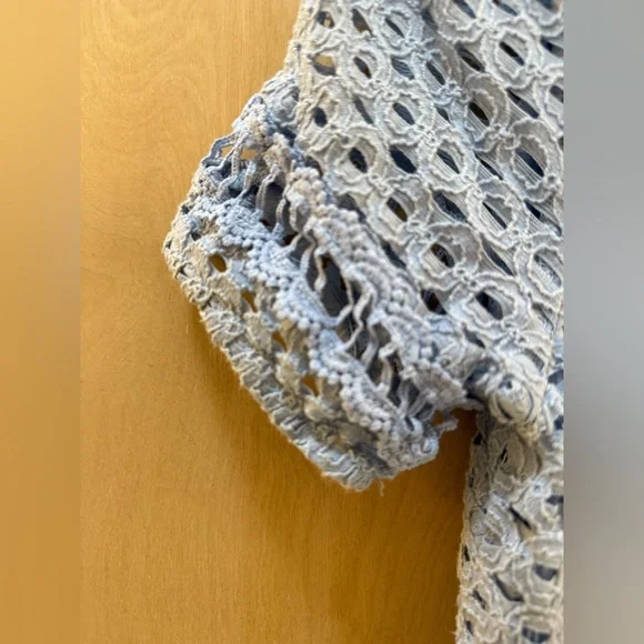 Aqua Blue Lace Dress with Crochet Detailing - Picture 12 of 14